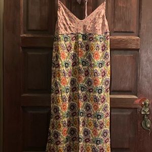 Hippie layered maxi dress size medium floral purple multicolored spaghetti strap